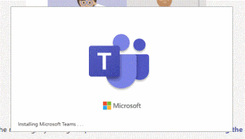 Screenshot of Microsoft Teams starting the installation process.