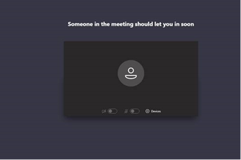 Screenshot of the waiting area until someone lets you into the meeting.